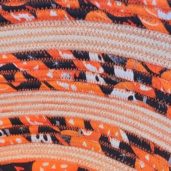 Halloween Themed Decorative Basket - Orange and Black Woven Rope - Picture 3 of 10